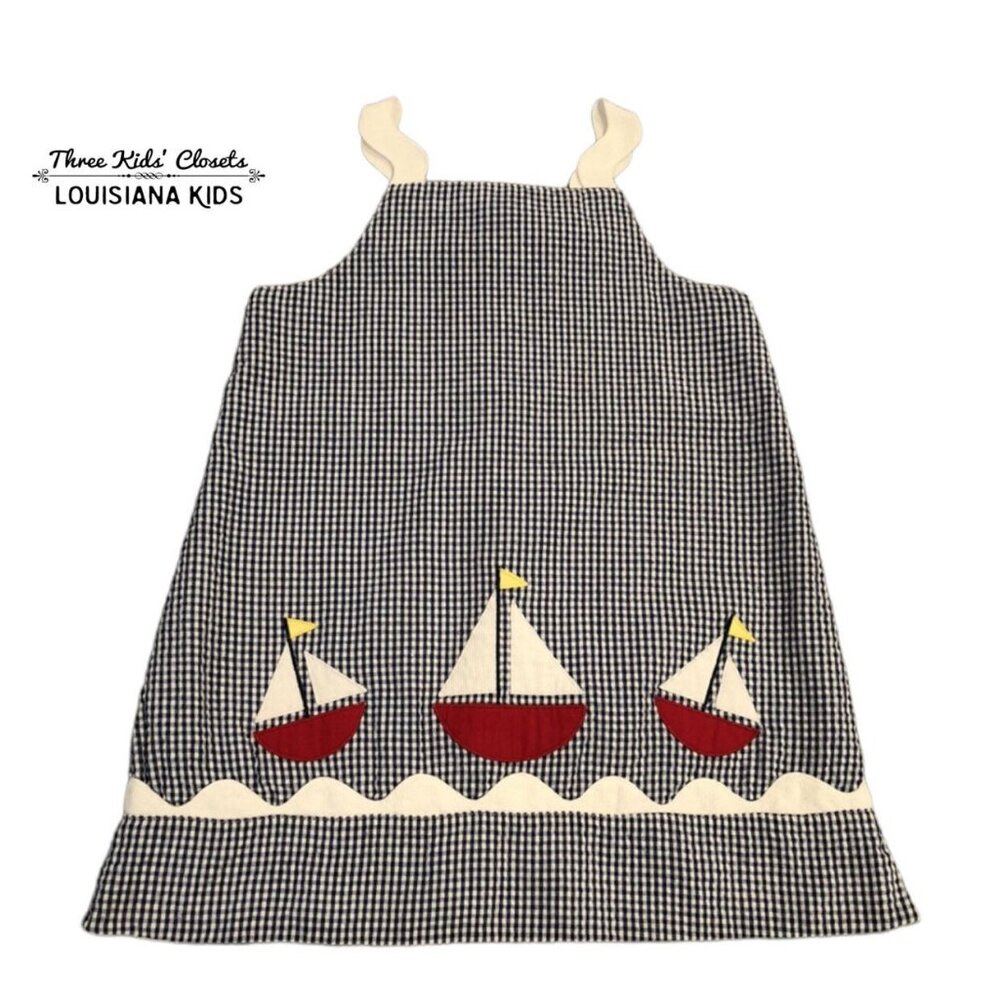 Petit Ami 24m Gingham Sailboat Appliqué Dress
